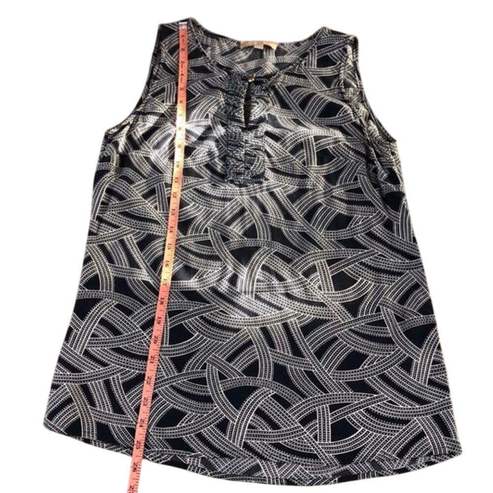 Banana Republic Lightweight Navy White Swirl Print Sleeveless Top Ruffle Front - Picture 8 of 16